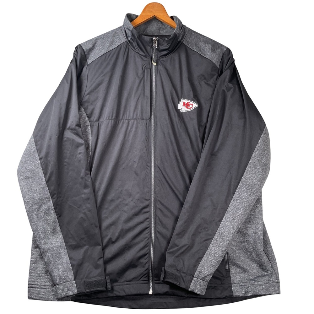 Antigua Jacket Womens 2XL Black Grey Kansas City Chiefs Full Zip NFL‎ 104136